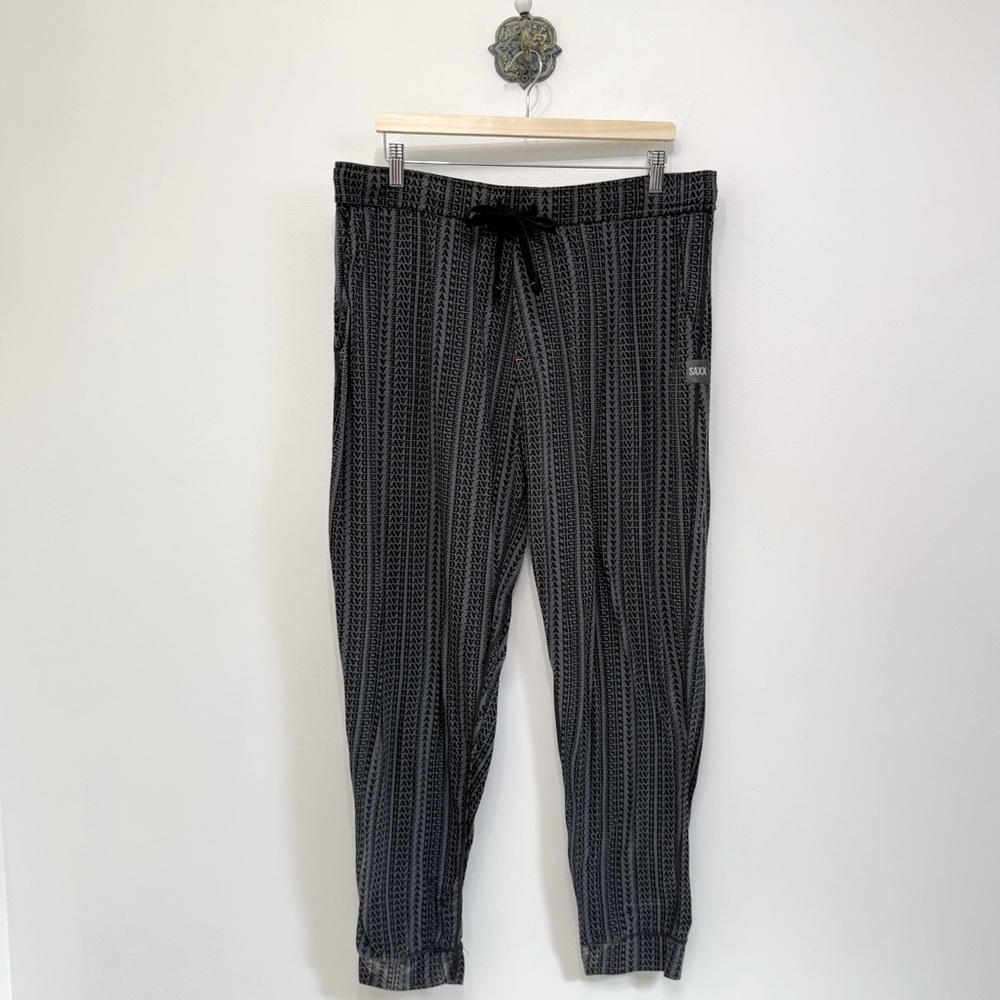 Saxx The Viewfinder Sleep Lounge Jogger Pant Gray Black Print Men’s Size XXL